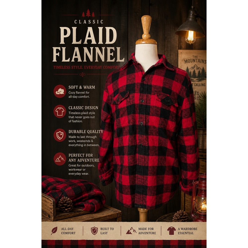Dakota Heavy Flannel Buffalo Plaid Shirt Jacket Red Black Lumberjack Workwear L
